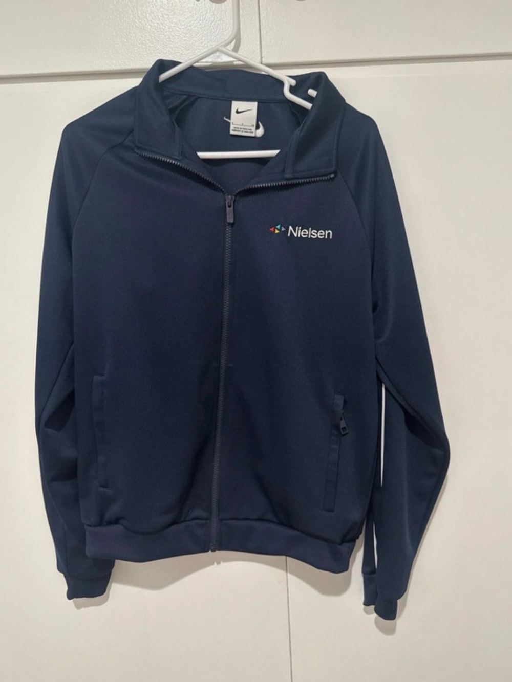 Nike Navy Full-Zip Performance Jacket with Nielsen Logo